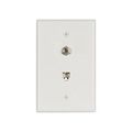 Product Image of Telephone Jack & Coaxial Adapter Wallplate, White, Surface & Coax Adapter, Type F, Rj11, Rj14, 3536-4W
