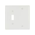 Product Image of Combo Wallplate, 10% Deeper Than Standard Size, White, Toggle, Blank Cutout, Thermoset, 2-Gang, 4171W-BOX