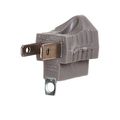 Product Image of Single Outlet Grounding Adapter, Grounding Adapter, 15A, 125V, Gray, Thermoplastic, 5-15R, 419GY-BU