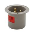 Product Image of Arrow Hart Flanged Inlet, #12-4Awg, 50A, 125/250V, Gray w/ Neoprene Gasket, 10-50P, Vinyl, 4524NFI