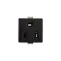 Product Image of Panel Mount/Snap-In Single Receptacle, #14-12 Awg 15A, Snap-In, Panel 125V, Black Wire, Bulk, 49-2BK-BU