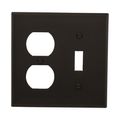 Product Image of Combination Wallplate, Black, Toggle, Duplex Receptacle Cutout, Nylon, Two- Gang, Standard, 5138BK