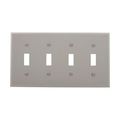 Product Image of Toggle Wallplate, Gray, Toggle Cutout, Nylon, Four- Gang, Standard, Ed Box, 5154GY-BOX