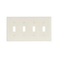 Product Image of Toggle Wallplate, Lt. Almond, Toggle Cutout, Nylon, Four- Gang, Standard, 5154LA