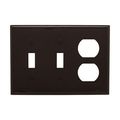 Product Image of Combination Wallplate, Brown, Toggle, Toggle, Duplex Receptacle Cutout, Nylon, 3-Gang, 5158B-BOX