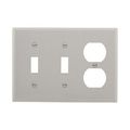 Product Image of Combination Wallplate, Gray, Toggle, Toggle, Duplex Receptacle Cutout, Nylon, 3-Gang, 5158GY-BOX
