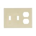 Product Image of Combination Wallplate, Ivory, Toggle, Toggle, Duplex Receptacle Cutout, Nylon, 3-Gang, 5158V-BOX