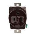 Product Image of Arrow Hart Extra Heavy-Duty Industrial Single Receptacle, #14-10 Awg 15A, Panel 125V, Brown, 5284B