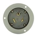 Product Image of Arrow Hart Flanged Inlet, #12-4Awg, 50A, 277V, Gray, 7-50P, 2-Pole 3-Wire, Grounding, Screw, 5705NFI