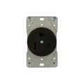 Product Image of Receptacle, #12 -4Awg, 50A, Flush, 250V, Back, Black, Nema 6-50R, 2-Pole 3-Wire, 5709N