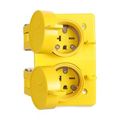 Product Image of Arrow Hart Watertight Straight Blade Duplex Receptacle, #18-10 Awg 20A, Panel, 250V, Black, 60W48DPLXBK