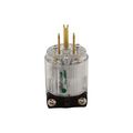 Product Image of Arrow Hart Safety Grip Straight Blade Plug, #18-12 Awg 15A, 125V, Clear, 5-15P, 2-Pole 3-Wire, 6266HGC
