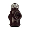 Product Image of Socket Adapter, 1 Socket To 1 Socket w/ 2 250W Nema 1-15R Outlets, 125V, Brown, Nema 1-15R, 660W, 715B-BOX