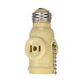 Product Image of 1 Socket To 1 Socket Socket Adapter w/ 2 250W Nema 1-15R Outlets, Pull Chain Switch, 125V, Ivory, 718V-BOX