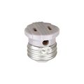 Product Image of Lampholder Socket Adapter, 1 Socket To 1 125V Nema 1-15R Outlet, 125V, White, Nema 1-15R, 660W, 758W-BOX