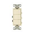 Product Image of Commercial Grade Combination Switch, Decorator, 15A, Commercial, 125V, 1 Pole, Triplex, Almond, 7729LA-SP