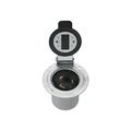 Product Image of Locking Flanged Inlet w/ Lid, #10-6Awg, 50A, 600 Vac, 250Vdc, Steel, 3-Pole, 4-Wire, Grounding, 7968