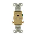 Product Image of Commercial Specification Grade Single Receptacle, #14-10 Awg, 15A, 250V, SideWire, Ivory, 6-15R, 816V-BOX