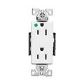 Product Image of Arrow Hart Duplex Receptacle, #14-10 Awg 15A, 125V, Duplex, Illuminated, Auto-Grounding, 8262LTW