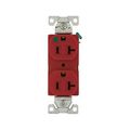 Product Image of Arrow Hart Heavy-Duty Duplex Receptacle, #14-10 Awg 20A, 125V, Red Face, Pvc Base, 5-20R, 8300RD