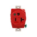 Product Image of Arrow Hart Single Receptacle, #14-10 Awg 20A, 125V, Red Face, Pvc Base, Short Strap, 8310MRD