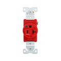 Product Image of Arrow Hart Single Receptacle, #14-10 Awg 20A, 125V, Red Face, Pvc Base, 5-20R, Auto-Grounding, 8310RD