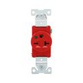 Product Image of Arrow Hart Single Receptacle, #14-10 Awg 20A, Healthcare, 250V, Red, High-Impact Nylon, 6-20R, 8410RD