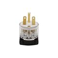 Product Image of Arrow Hart Safety Grip Straight Blade Plug, #18-12 Awg 15A, 250V, Clear, 6-15P, 2-Pole, 8666
