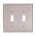 Product Image of Toggle Wallplate, Stainless Steel, Toggle Cutout, Stainless Steel, 2- Gang, Standard, Ed Box1, 93072-BOX1