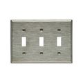 Product Image of Toggle Wallplate, Stainless Steel, Toggle Cutout, Stainless Steel, 3- Gang, Standard, Ed Box1, 93073-BOX1