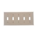 Product Image of Toggle Wallplate, Stainless Steel, Toggle Cutout, Stainless Steel, Five- Gang, Standard, Ed Box, 93075-BOX