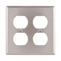 Product Image of Duplex Receptacle Wallplate, Stainless Steel, Duplex Receptacle Cutout, Stainless Steel, 2-Gang, 93102-BOX1