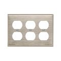Product Image of Duplex Receptacle Wallplate, Stainless Steel, Duplex Receptacle Cutout, Stainless Steel, 3-Gang, 93103-BOX