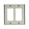 Product Image of Decorator / Gfci Wallplate, Stainless Steel, Decorator Cutout, Stainless Steel, 2-Gang1, 93402-BOX1