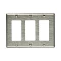 Product Image of Decorator / Gfci Wallplate, Stainless Steel, Decorator Cutout, Stainless Steel, 3-Gang, 93403-BOX