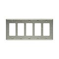 Product Image of Decorator / Gfci Wallplate, Stainless Steel, Decorator Cutout, Stainless Steel, Five-Gang, 93405-BOX