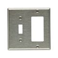 Product Image of Combination Wallplate, Stainless Steel, Toggle, Decorator Cutout, Stainless Steel, 2-Gang, 93432-BOX