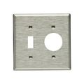 Product Image of Combo Wallplate, Stainless Steel, Toggle, Single Receptacle Cutout, Stainless Steel, 2-Gang, 93512-BOX