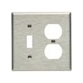 Product Image of Combo Wallplate, Stainless Steel, Toggle, Duplex Receptacle Cutout, Stainless Steel, 2-Gang, 93532-BOX
