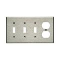Product Image of Combo Wallplate, Toggle, Duplex Receptacle Cutout, 4-Gang, 93554-BOX