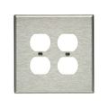 Product Image of Duplex Receptacle Wallplate, Stainless Steel, Duplex Receptacle Cutout, Stainless Steel, 2-Gang, 93802-BOX