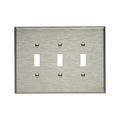 Product Image of Toggle Wallplate, Stainless Steel, Toggle Cutout, Stainless Steel, 3- Gang, Oversize, Ed Box, 93873-BOX