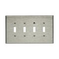 Product Image of Toggle Wallplate, Stainless Steel, Toggle Cutout, Stainless Steel, 4- Gang, Oversize, Ed Box, 93874-BOX