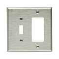Product Image of Combination Wallplate, Stainless Steel, Toggle, Decorator Cutout, Stainless Steel, 2-Gang, 93937-BOX