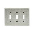 Product Image of Toggle Wallplate, Stainless Steel, Toggle Cutout, Stainless Steel, 3- Gang, Mid-Size, Ed Box, 93973-BOX