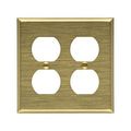 Product Image of Duplex Receptacle Wallplate, Brass, Duplex Receptacle Cutout, Brass, Two- Gang, Standard, 94102