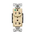 Product Image of Arrow Hart Duplex Receptacle, #14-10 Awg 20A, 125V, Ivory Face Base, 5-20R, 2-Pole 3-Wire, AH8300V
