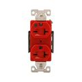 Product Image of Arrow Hart Duplex Receptacle, #14-10 Awg 20A, Healthcare, 250V, Red Face Base, 6-20R, Duplex, AH8400RD