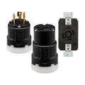 Product Image of Arrow Hart Color Coded Locking Flanged Outlet, #14-8 Awg 30A, Y 347/600V, Black, L20-30, 4-Pole, AHCL2030FO