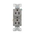 Product Image of Commercial Grade Duplex Receptacle, #14 To 10 Awg 15A, 125V, Gray, High-Impact Nylon, Pvc, BR15GY